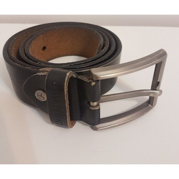 Vintage COWETHER Leather Belt Rare Buckle Black Men 32" - Picture 3 of 12